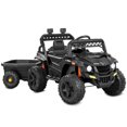 thumbnail image 1 of Best Choice Products Kids 12V Electric Ride-On UTV and Trailer w/ Parent Remote Control, LED Lights - Black, 1 of 10