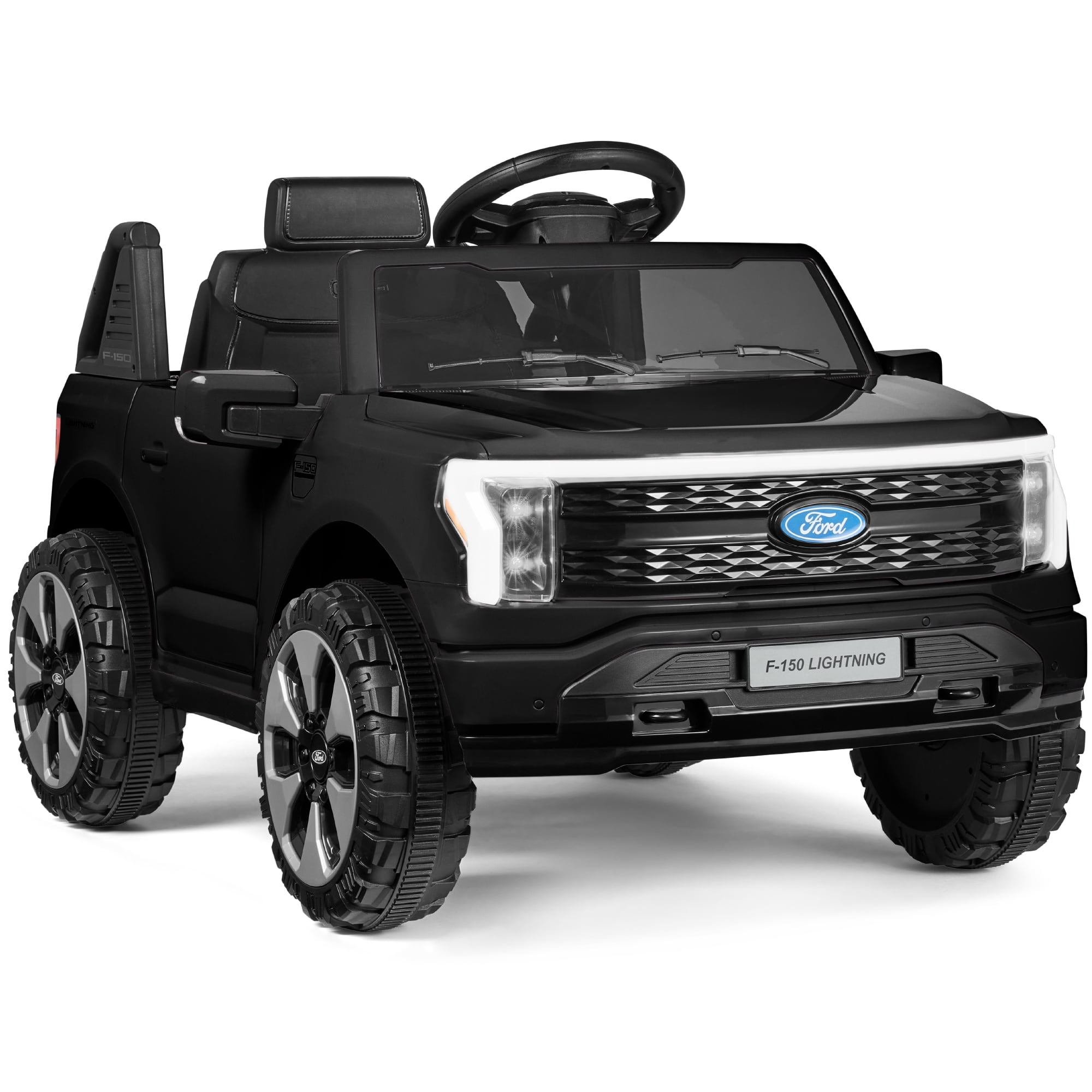 Best Choice Products Kids 12V Ride On Car Officially Licensed Ford Lightning Truck w/ Remote, LED Lights - Black