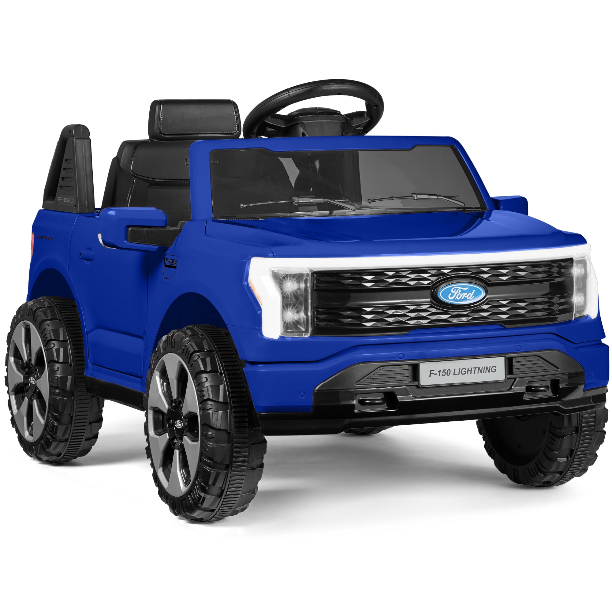Best Choice Products Kids 12V Ride On Car Officially Licensed Ford Lightning Truck w/ Remote, LED Lights - Blue