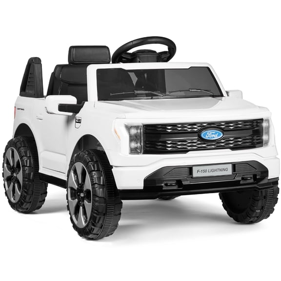 Best Choice Products Kids 12V Ride On Car Officially Licensed Ford Lightning Truck w/ Remote, LED Lights - White