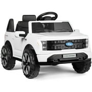 Best Choice Products Kids 12V Ride On Car Officially Licensed Ford Lightning Truck w/ Remote, LED Lights - White