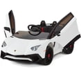 thumbnail image 1 of Best Choice Products Kids 12V Ride On Lamborghini Aventador SV Sports Car Toy w/ Parent Control, AUX Cable - White, 1 of 7
