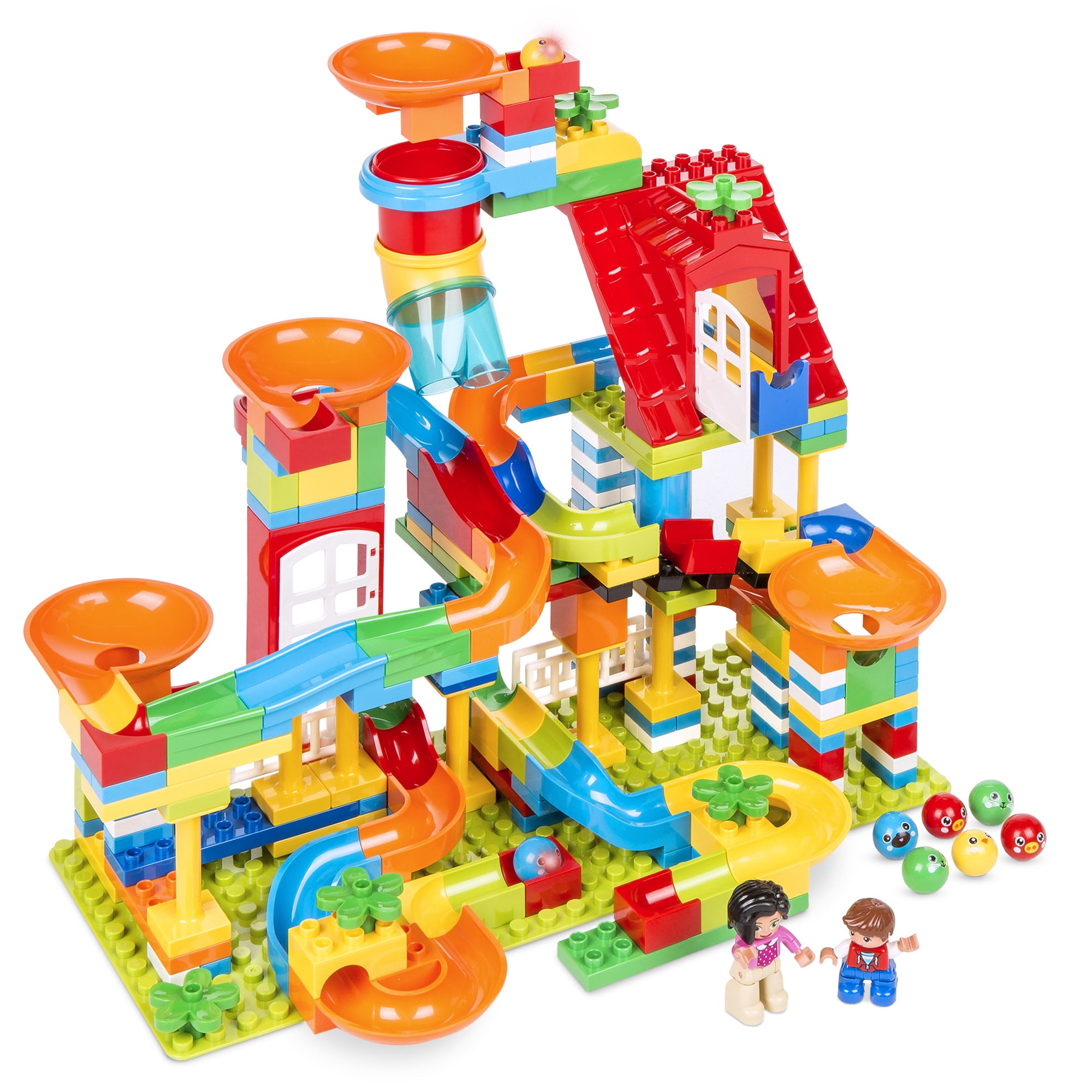 JOYIN 170 Pcs Marble Run Premium Toy Set, Construction Building Blocks  Toys, STEM Educational Building Block Toy(120 Plastic Pieces + 50 Glass  Marbles) 