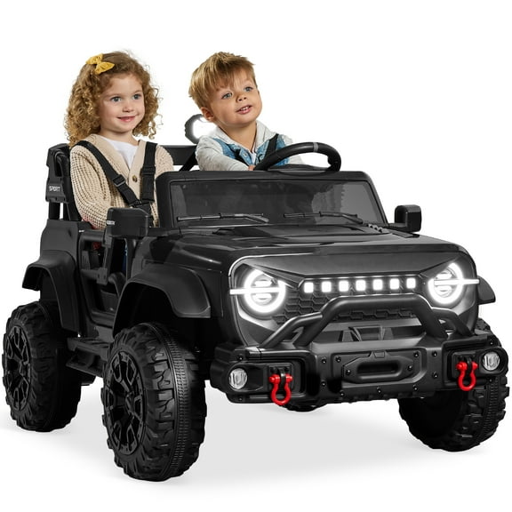 Best Choice Products Kids 24V 2-Seater Electric Ride-On Car Truck w/ Parent Control, Bluetooth, LED Lights - Black