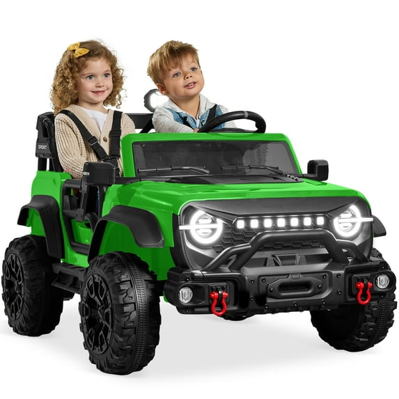 Best Choice Products Kids 24V 2-Seater Electric Ride-On Car Truck w/ Parent Control, Bluetooth, LED Lights - Kelly Green
