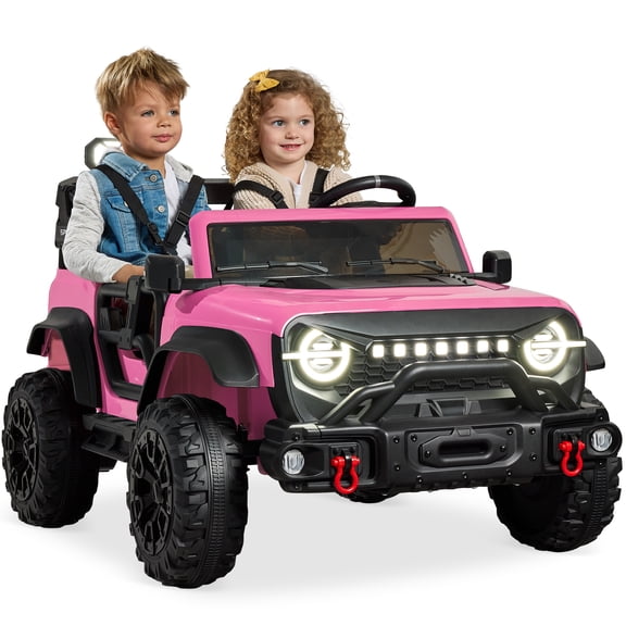 Best Choice Products Kids 24V 2-Seater Electric Ride-On Car Truck w/ Parent Control, Bluetooth, LED Lights - Pink