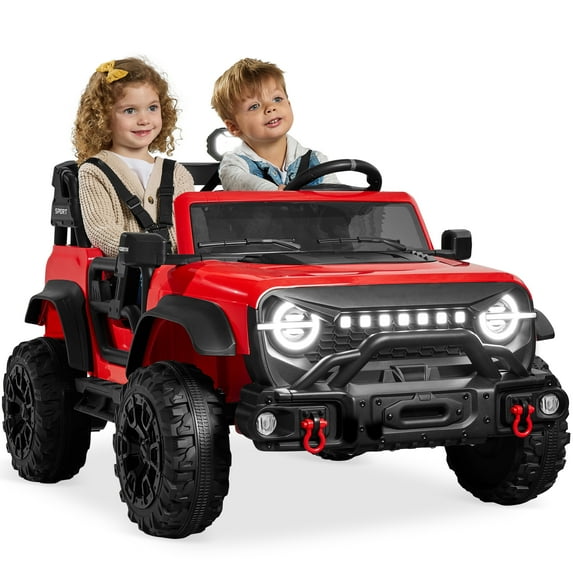 Best Choice Products Kids 24V 2-Seater Electric Ride-On Car Truck w/ Parent Control, Bluetooth, LED Lights - Red