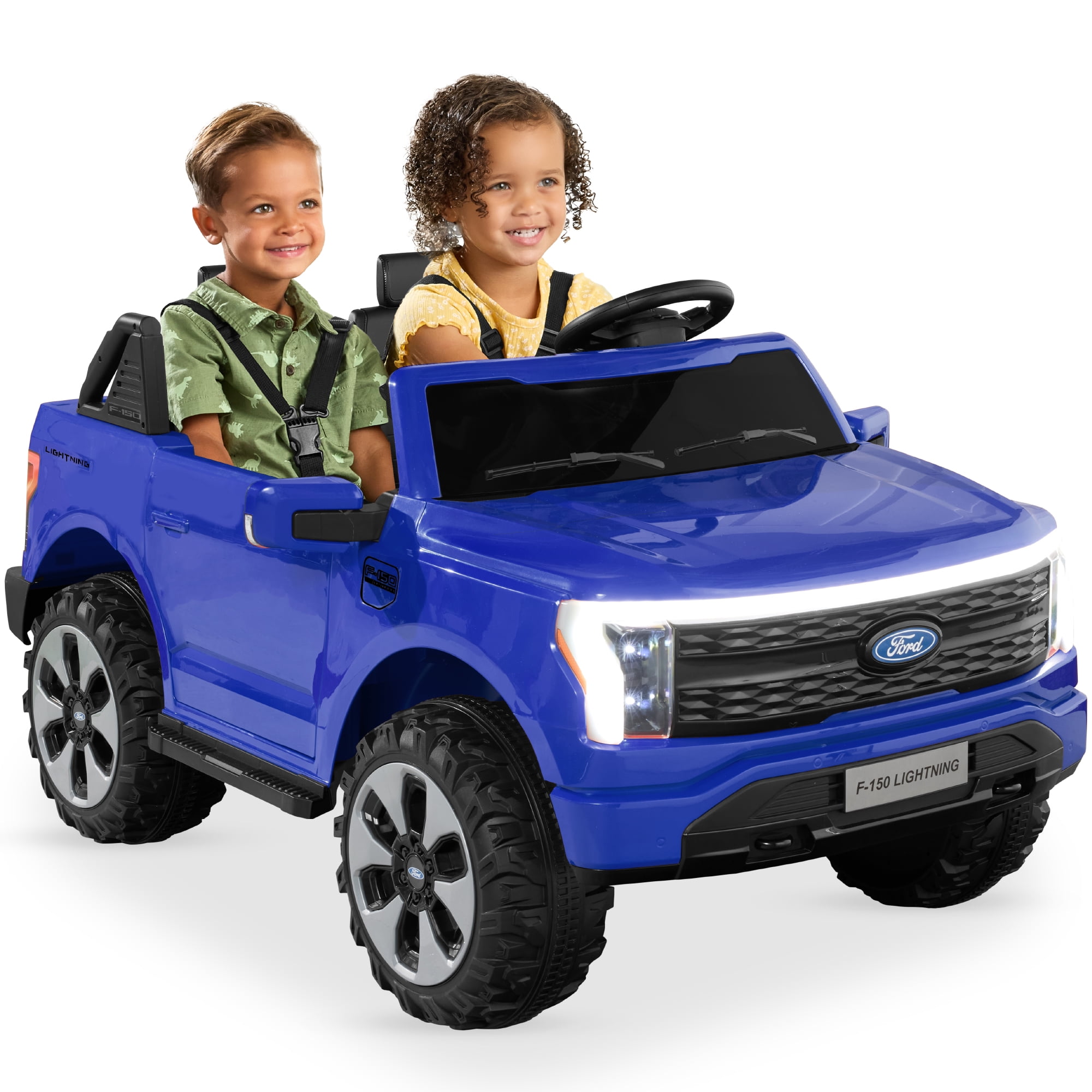 Best Choice Products Kids 24V Ride On Truck Officially Licensed Ford Lightning w/ Remote, LED Lights, 2 Speeds - Blue