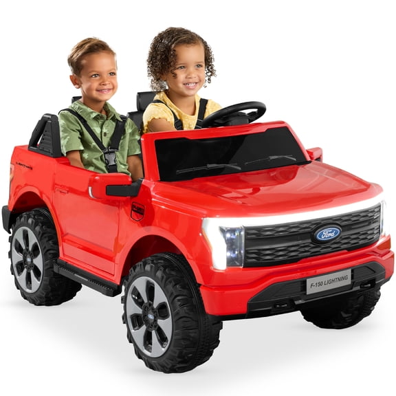 Best Choice Products Kids 24V Ride On Truck Officially Licensed Ford Lightning w/ Remote, LED Lights, 2 Speeds - Red