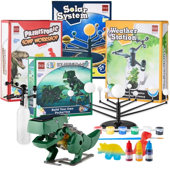 Best Choice Products Kids 4-in-1 Science Project Kit, STEM & STEAM Robot, Solar System, Soap, Weather Lab Experiments