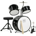 thumbnail image 1 of Best Choice Products Kids Beginner 3-Piece Drum, Musical Instrument Set w/ Sticks, Cushioned Stool, Drum Pedal - Black, 1 of 8