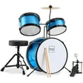thumbnail image 1 of Best Choice Products Kids Beginner 3-Piece Drum, Musical Instrument Set w/ Sticks, Cushioned Stool, Drum Pedal - Light Blue Sparkle, 1 of 7