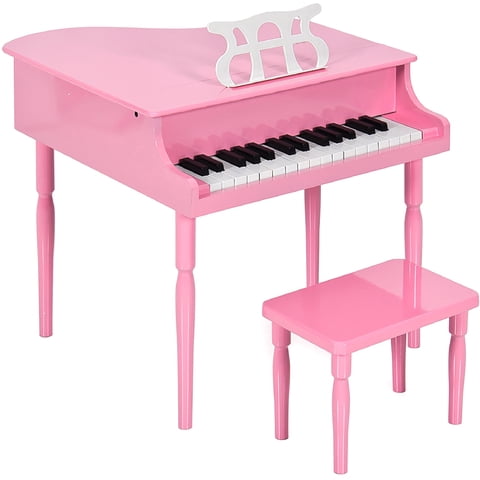 Best Choice Products Kids Classic 30-Key Mini Piano w/ Lid, Bench, Folding Music Rack, Song Book, Stickers - Pink