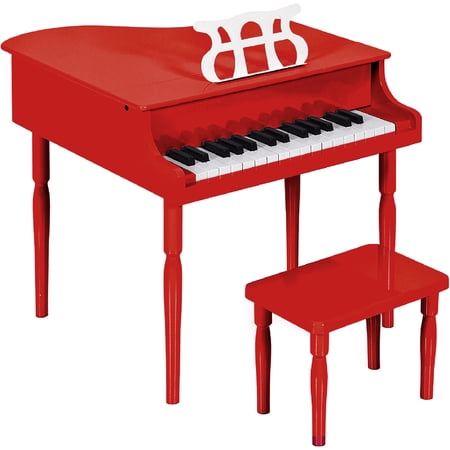 Best Choice Products Kids Classic 30-Key Mini Piano w/ Lid, Bench, Folding Music Rack, Song Book, Stickers - Red