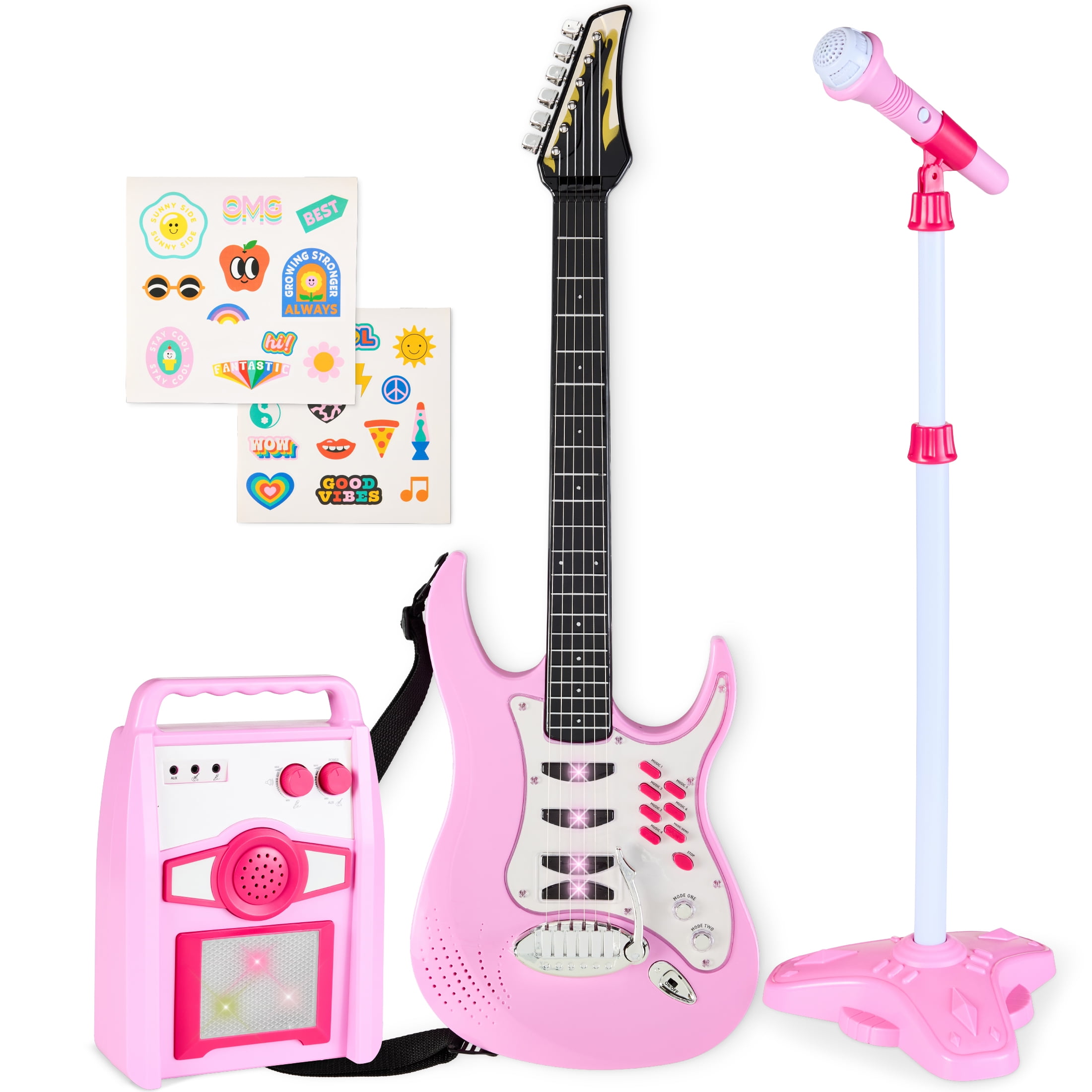Best Choice Products Kids Electric Guitar Play Set w/ 6 Songs, Whammy Bar, Microphone, Amp, AUX - Black - Walmart.com Best Choice Products Kids Electric Guitar Play Set w/ 6 Songs, Whammy Bar, Microphone, Amp, AUX - Black - Walmart.com