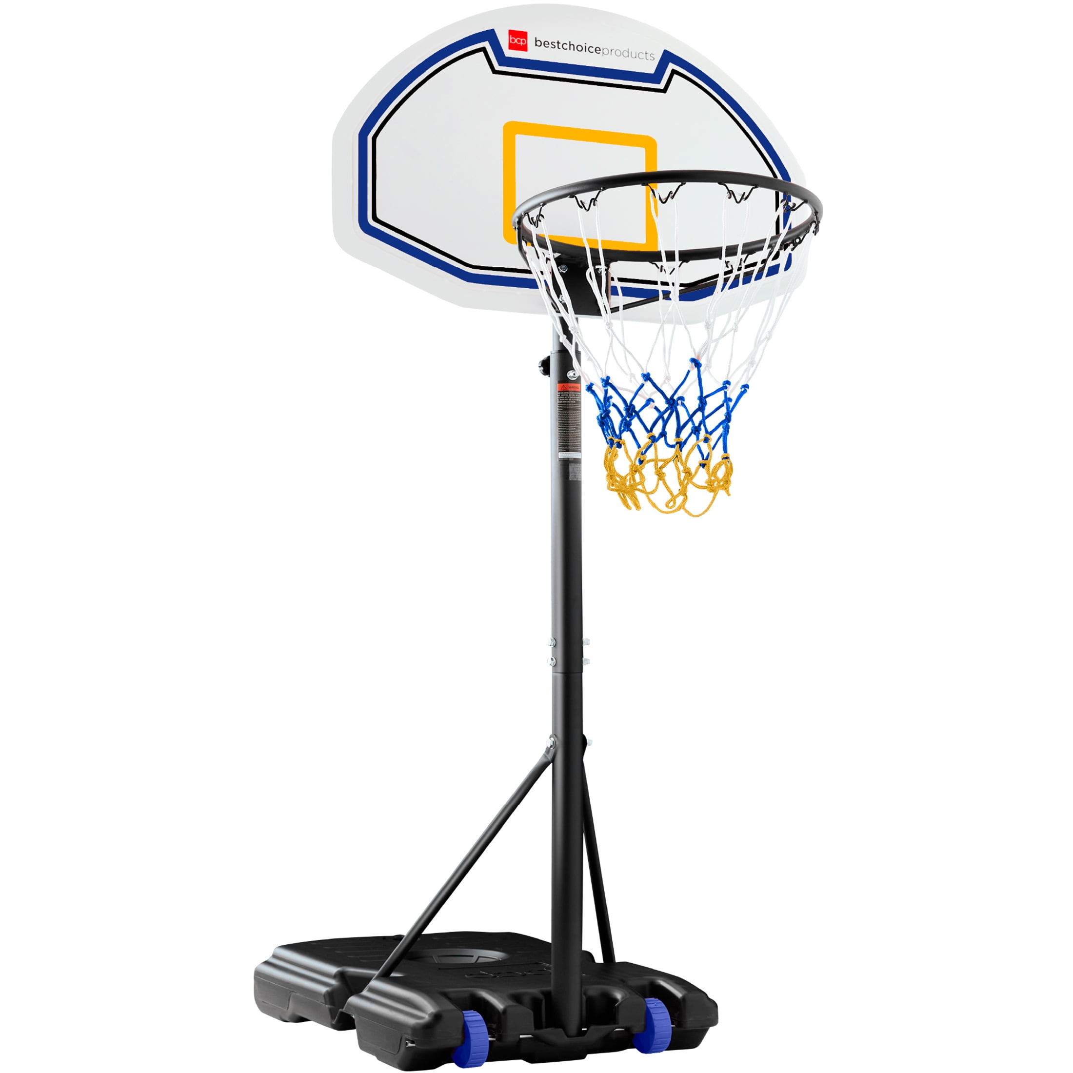 Kids Height-Adjustable Blue and Yellow Portable Basketball Hoop