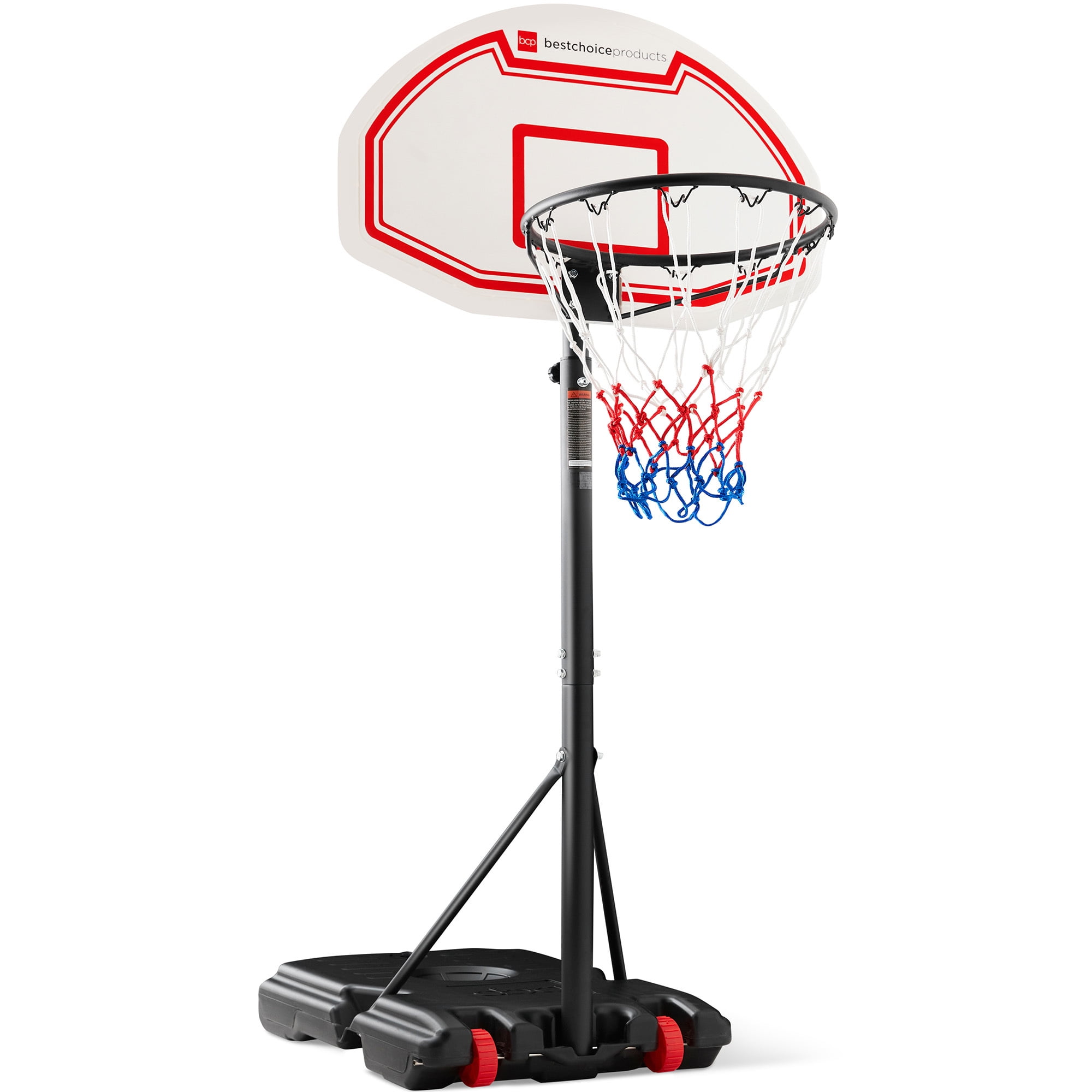 Adjustable 50" Portable Basketball Hoop with Red and White Backboard