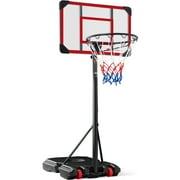 Best Choice Products Kids Height-Adjustable Basketball Hoop, Portable Game w/ 2 Wheels, Square Backboard - Clear