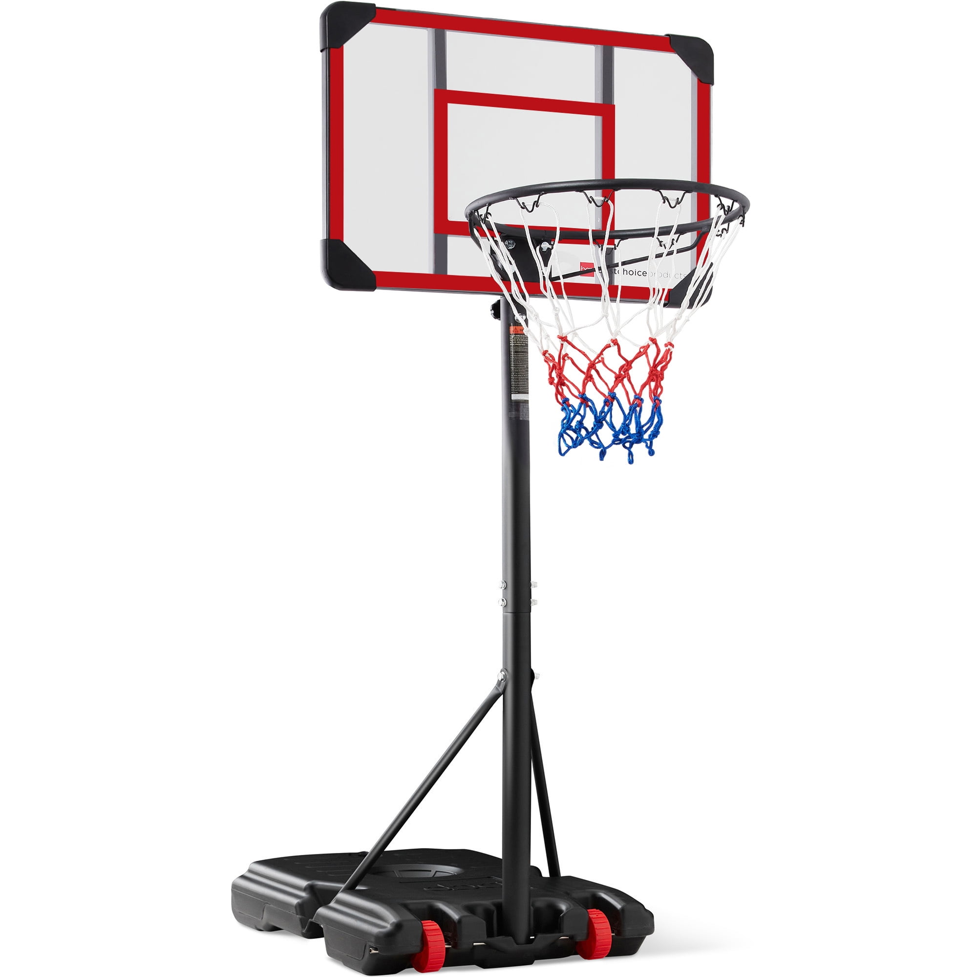 Adjustable Kids Portable Basketball Hoop with Clear Backboard and Wheels