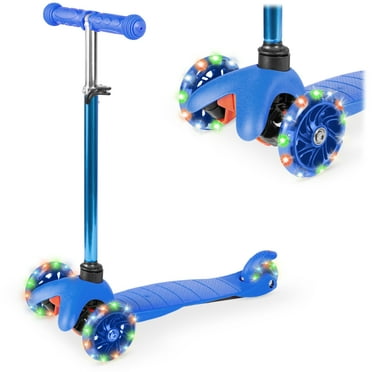 Best Choice Products Kids Mini Kick Scooter Toy w/ Light-Up Wheels and Height Adjustable T-Bar - Blue