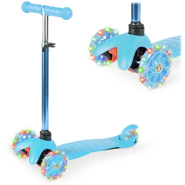 Best Choice Products Kids Mini Kick Scooter Toy w/ Light-Up Wheels and Height Adjustable T-Bar - Light Blue