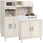 Best Choice Products Kids Play Kitchen Set w/ Espresso Machine, Ice Maker, Storage Island & Accessories - Cream Cottage
