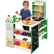 Best Choice Products Kids Pretend Play Grocery Store Wooden Supermarket Set w/ Chalkboard, Cash Register - Green