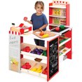 thumbnail image 1 of Best Choice Products Kids Pretend Play Grocery Store Wooden Supermarket Set w/ Chalkboard, Cash Register - Red, 1 of 7