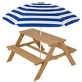 thumbnail image 1 of Best Choice Products Kids Wooden Picnic Table, Outdoor Activity Table w/ Adjustable Umbrella, Seats - Natural/Navy, 1 of 9