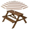 thumbnail image 1 of Best Choice Products Kids Wooden Picnic Table, Outdoor Activity Table w/ Adjustable Umbrella, Seats - Walnut/Beige, 1 of 9