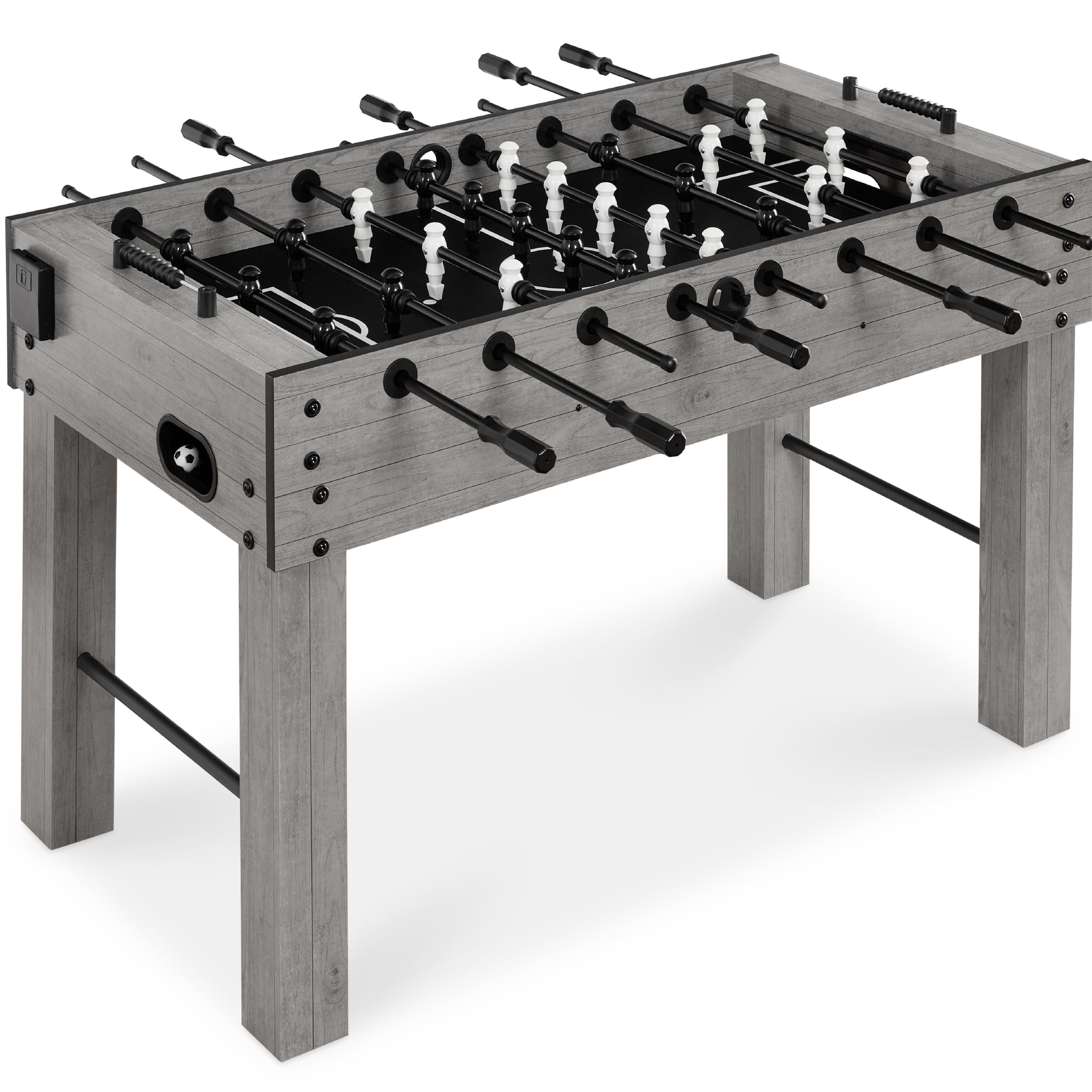 Gray Full-Size Wood Foosball Table with Chrome-Finished Steel Rods