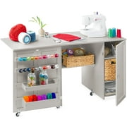 Sauder Rolling Sewing Cart with Storage, White Finish