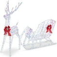 thumbnail image 1 of Best Choice Products Lighted Christmas 4ft Reindeer & Sleigh Holiday Outdoor Decor Set w/205 LED Lights, Stakes - Iridescent, 1 of 8