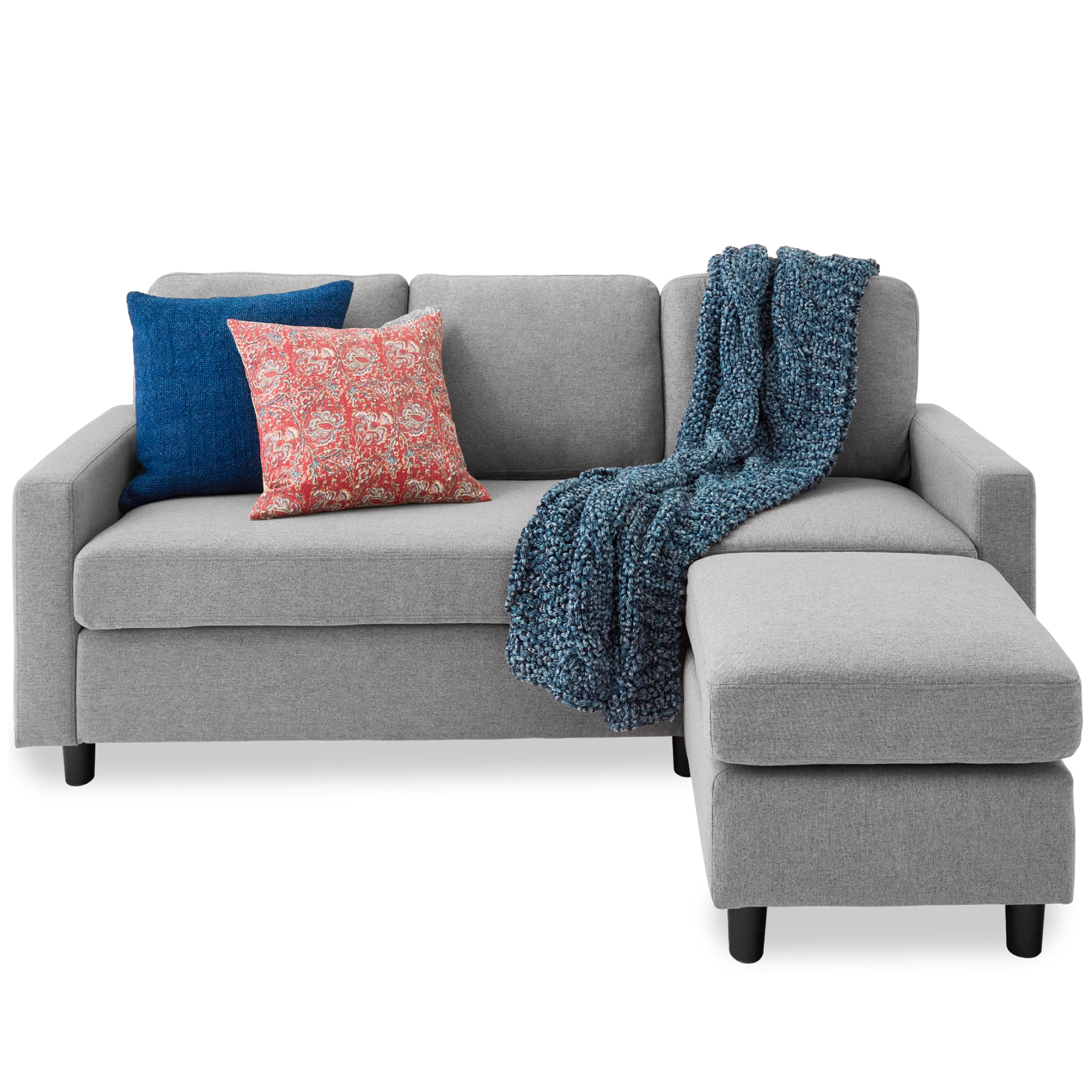 Metro modern reversible small linen sectional sofa with chaise online