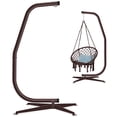thumbnail image 1 of Best Choice Products Metal Hanging Hammock C-Stand for Chair/ Weather-Resistant Finish, Offset Base - Stand Only - Brown, 1 of 7