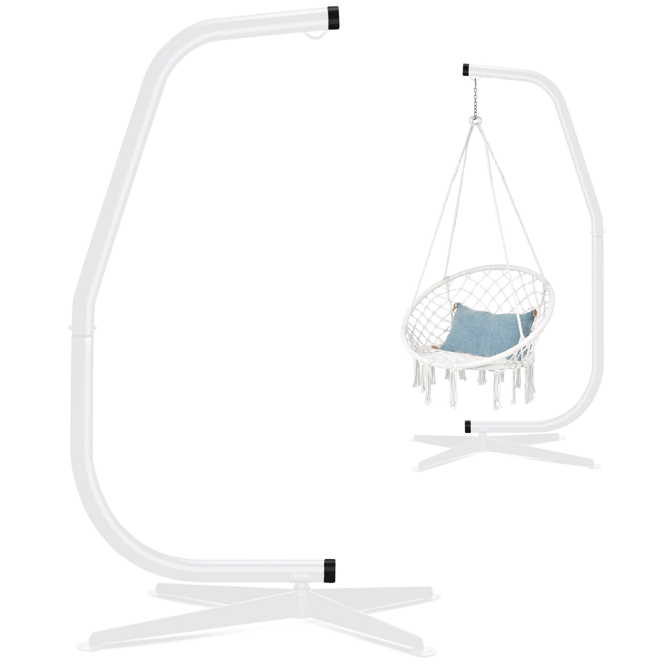 White Weather-Resistant Metal Hanging Hammock Chair Stand