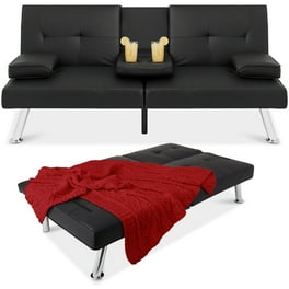 Black Faux Leather Click Clack Adjustable Futon Sleeper Sofa Walmart
