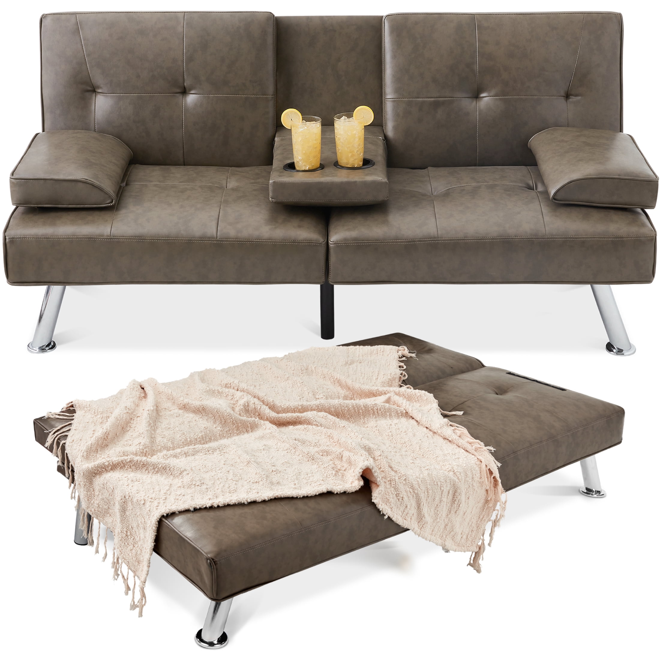 Best choice products pu leather convertible futon on sale sofa bed