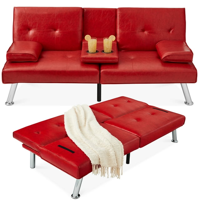 Best Choice Products Faux Leather Convertible Futon Sofa Bed w