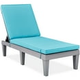 thumbnail image 1 of Best Choice Products Outdoor Lounge Chair, Resin Patio Chaise Lounger w/ Seat Cushion, 5 Positions - Gray/Teal, 1 of 8