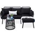 thumbnail image 1 of Best Choice Products Outdoor Woven Rope Sectional Patio Furniture, L-Shaped Conversation Set w/ Table - Black, 1 of 8