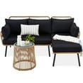 thumbnail image 1 of Best Choice Products Outdoor Woven Rope Sectional Patio Furniture, L-Shaped Conversation Set w/ Table - Natural/Black, 1 of 8