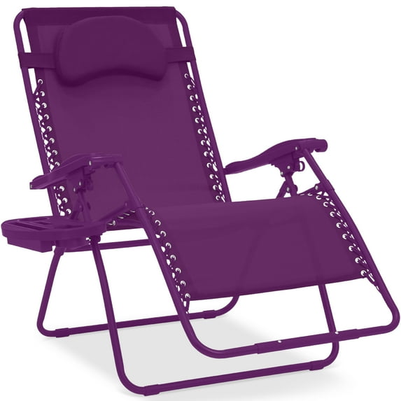 Best Choice Products Oversized Zero Gravity Chair, Folding Outdoor Patio Recliner w/ Cup Holder - Amethyst