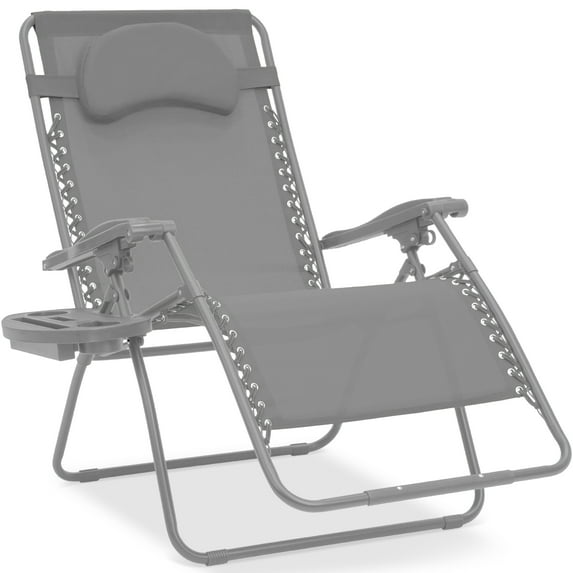 Best Choice Products Oversized Zero Gravity Chair, Folding Outdoor Patio Recliner w/ Cup Holder - Dove Gray