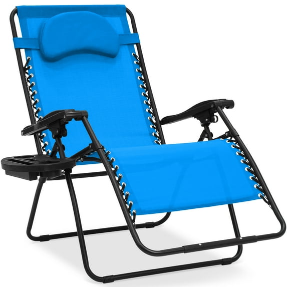 Best Choice Products Oversized Zero Gravity Chair, Folding Outdoor Patio Recliner w/ Cup Holder - Light Blue
