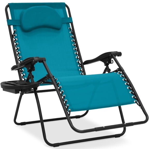 Best Choice Products Oversized Zero Gravity Chair, Folding Outdoor Patio Recliner w/ Cup Holder - Peacock Blue