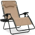 thumbnail image 1 of Best Choice Products Oversized Zero Gravity Chair, Folding Outdoor Patio Recliner w/ Cup Holder - Tan, 1 of 8