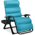 thumbnail image 1 of Best Choice Products Oversized Zero Gravity Chair, Folding Recliner w/ Removable Cushion, Side Tray - Light Blue, 1 of 8