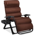 thumbnail image 1 of Best Choice Products Oversized Zero Gravity Chair, Folding Recliner w/ Removable Cushion, Side Tray - Woodland Brown, 1 of 8