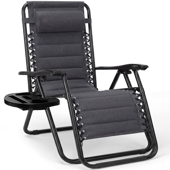 Best Choice Products Padded Zero Gravity Chair with Side Tray & Adjustable Headrest - Gray